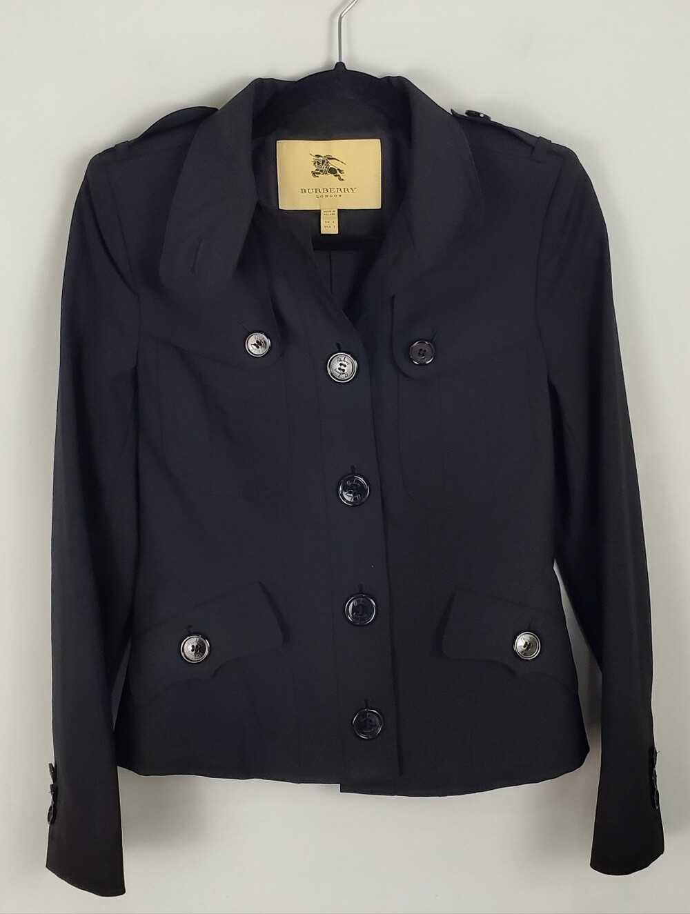 BURBERRY LONDON SLIM FIT BLACK Wool JACKET SIZE UK 4/ US 2